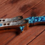Сувенир деревянный "Нож Бабочка" голубой