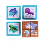 Набор кубиков обучающий «Подводный мир» 4 кубика, 3 двусторонние карточки, развивающее пособие