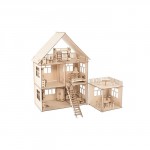 Конструктор-кукольный домик «Коттедж с пристройкой и мебелью» из дерева