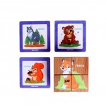 Набор кубиков обучающий «Лесные жители» 4 кубика, 3 двусторонние карточки, развивающее пособие