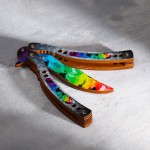 Сувенир деревянный "Нож Бабочка" радужный
