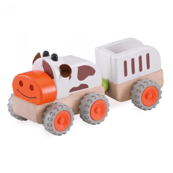 Деревянная игрушка «Трактор Му-Му с прицепом, Miniworld»